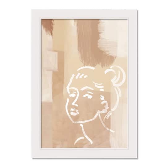 Neutral Desert Girl White Framed Print
